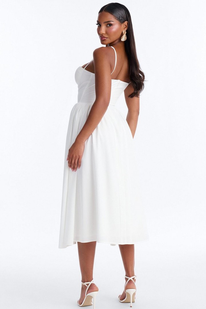 Sweet Love Corset Midi Dress - White