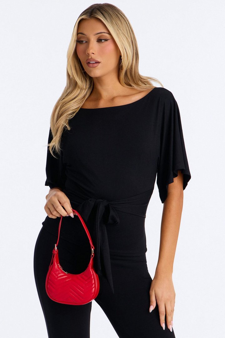 Quilted Out Mini Faux Leather Shoulder Handbag - Red