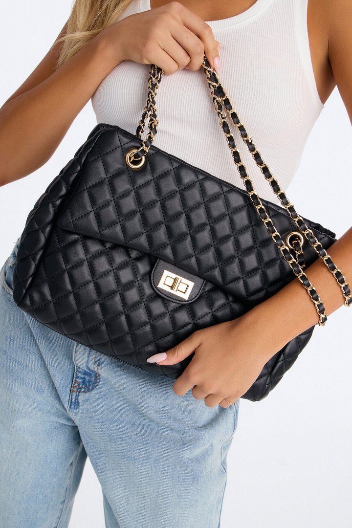 Larger Than Life Faux Leather Tote Bag - Black