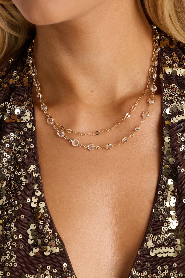 Simple Things Layered Necklace - Gold/Clear