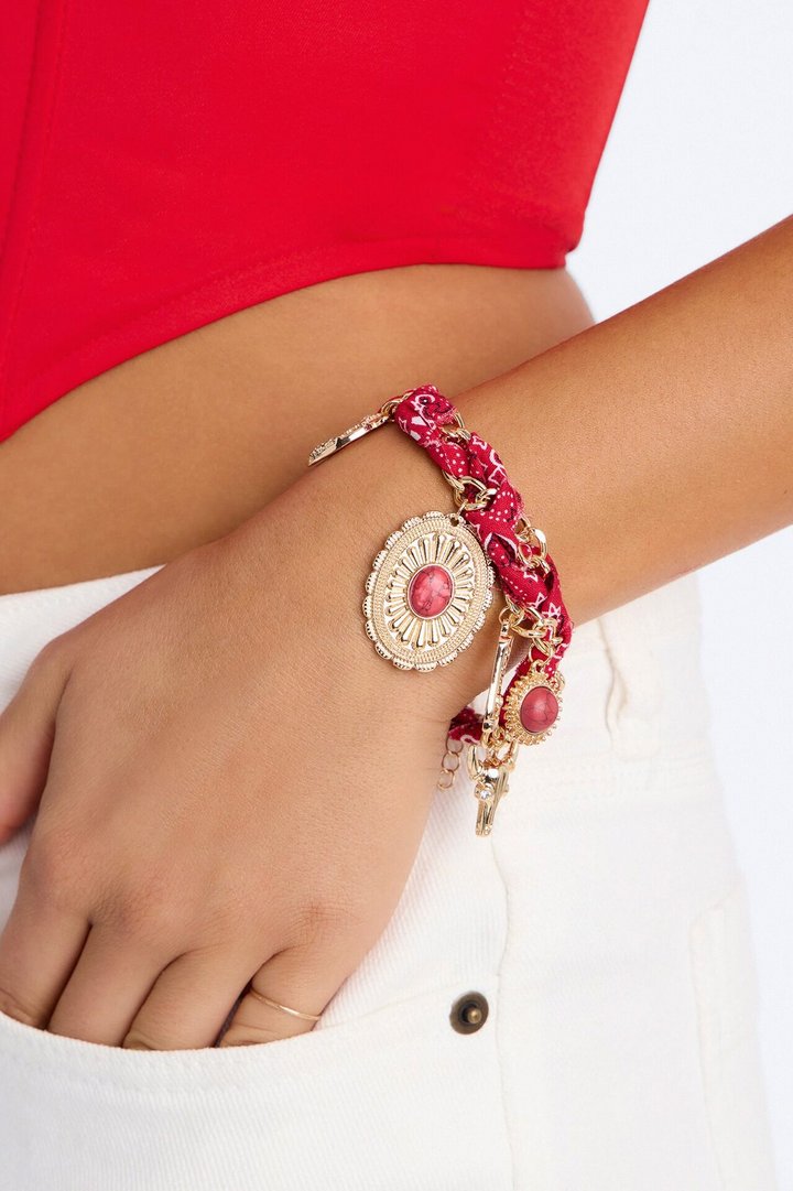 Cowgirl Spirit Charms Bracelet - Gold/Red