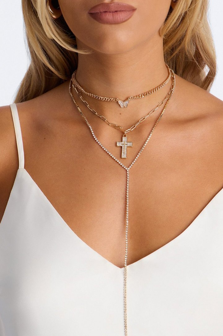 Angelic Wings Lariat Necklace - Gold