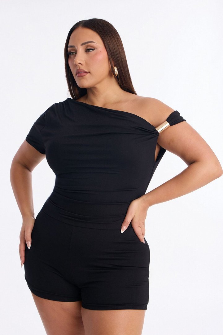 Rhia Hardware Micro Romper - Black