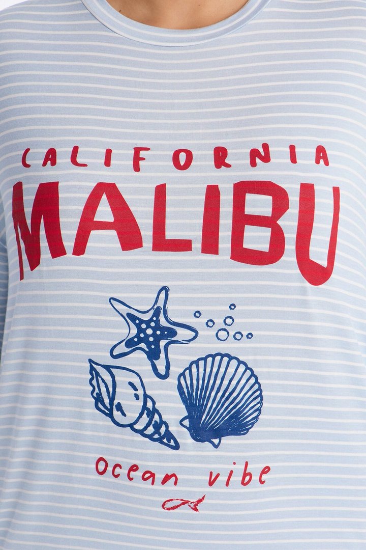 Malibu Vibe Striped 3 Piece Biker Short Set - Blue/combo