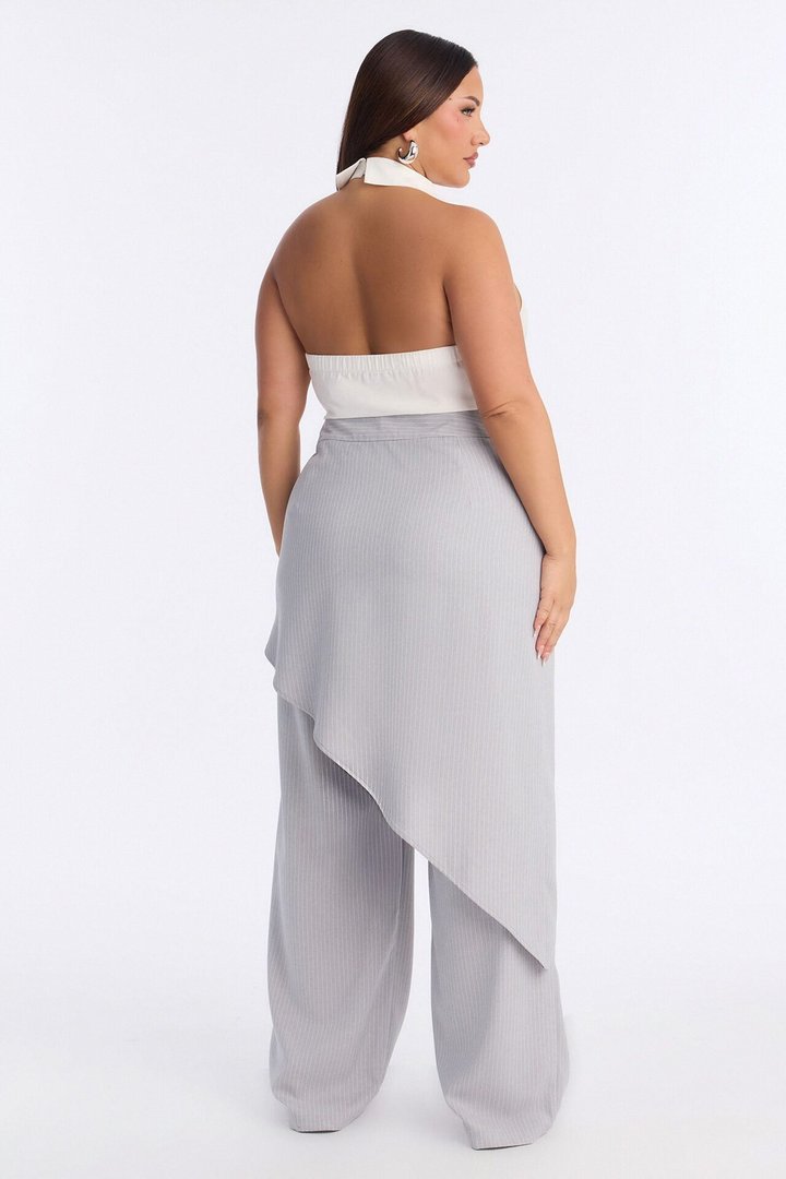 Janelle Draped Skirt Jumpsuit - Grey