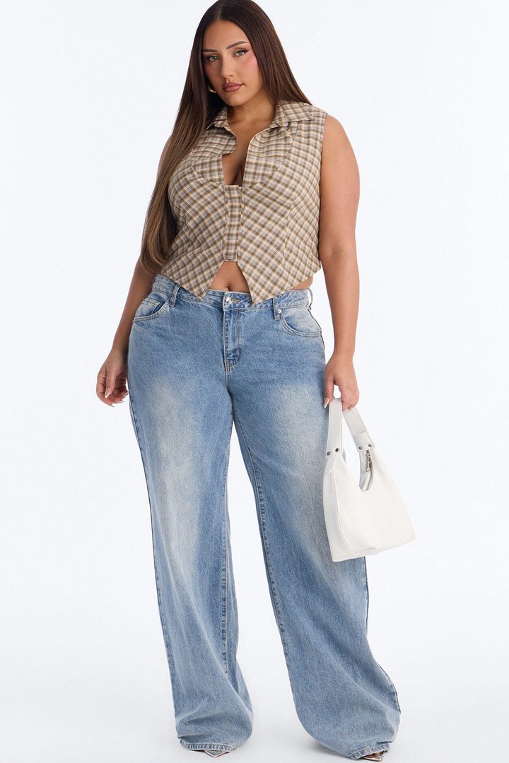Sharni Plaid Sleeveless Top - Yellow/combo