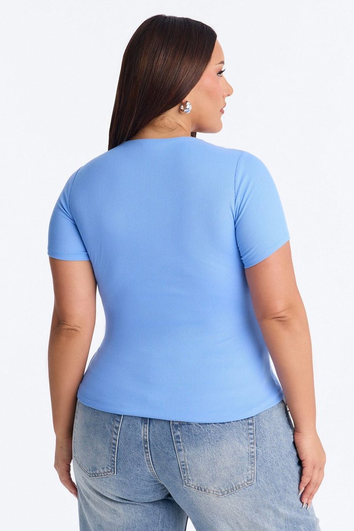Chloe Crew Neck Short Sleeve Tee - Periwinkle