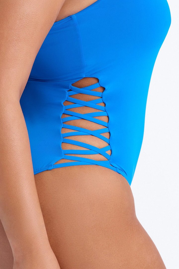 Under The Shade Tie Detail 1 Piece Swimsuit - Blue