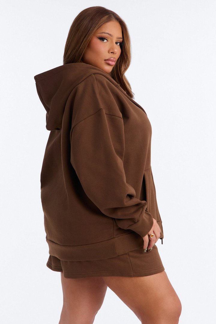 Libby Full Zip Hoodie Fleece Sweatshirt - Brown