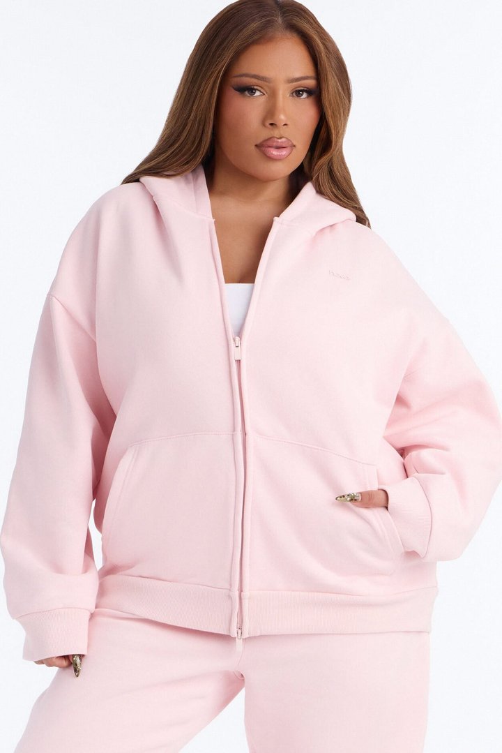Libby Full Zip Hoodie Fleece Sweatshirt - Pink