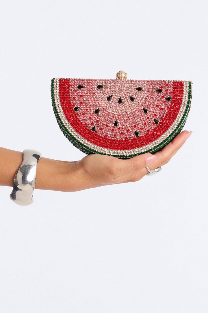 Watermelon Rhinestone Clutch - Red/combo