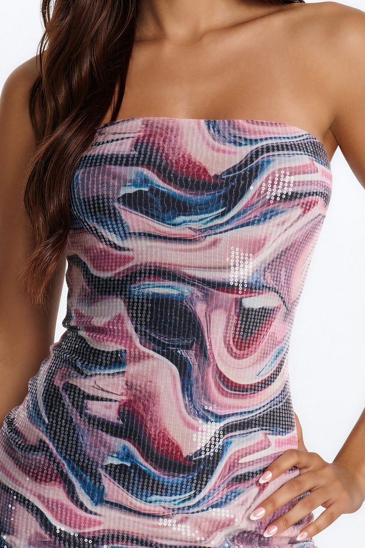 Always That Girl Sequin Midi Dress - Pink/combo