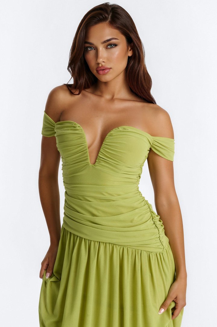 Nice Touch Ruched Gown - Green