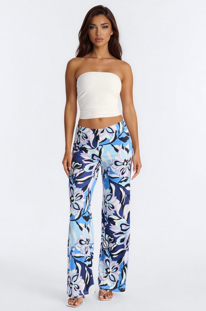 Can't Go Wrong Flared Stretch Pant - Blue/combo