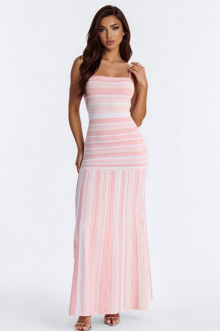Sweet Daze Metallic Bandage Maxi Dress - Pink/combo