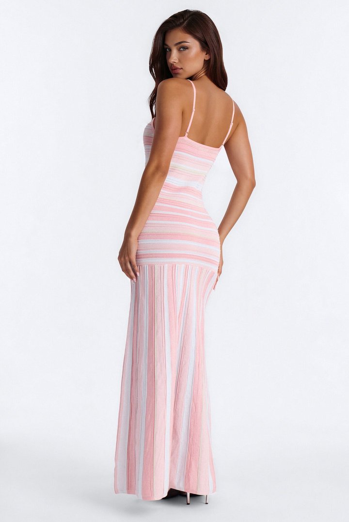 Sweet Daze Metallic Bandage Maxi Dress - Pink/combo