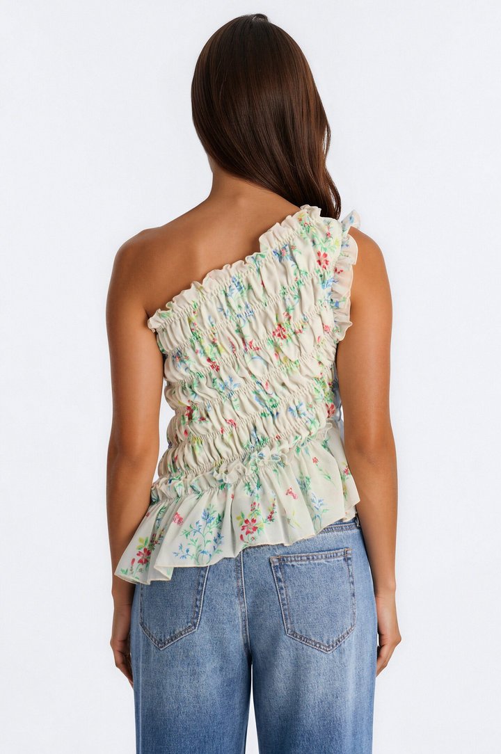 Cutie On Duty Floral Chiffon Ruffle Top - Multi Color