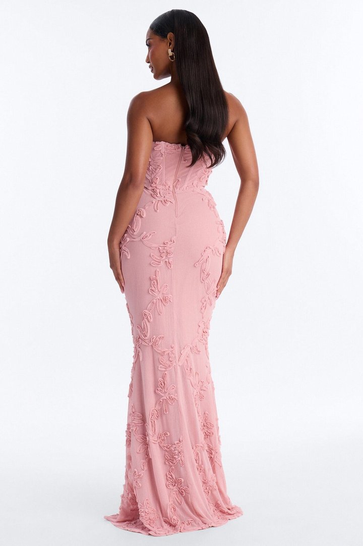 High Society Mesh Maxi Gown - Pink