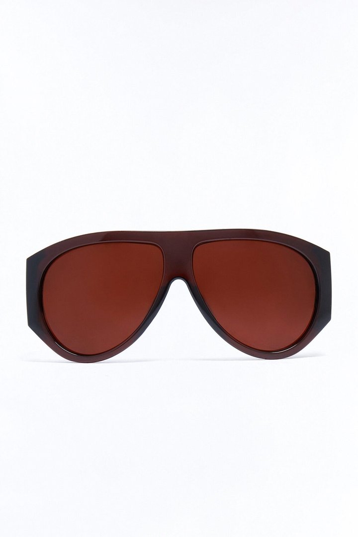 Fashion Forward Shield Sunglasses - Brown