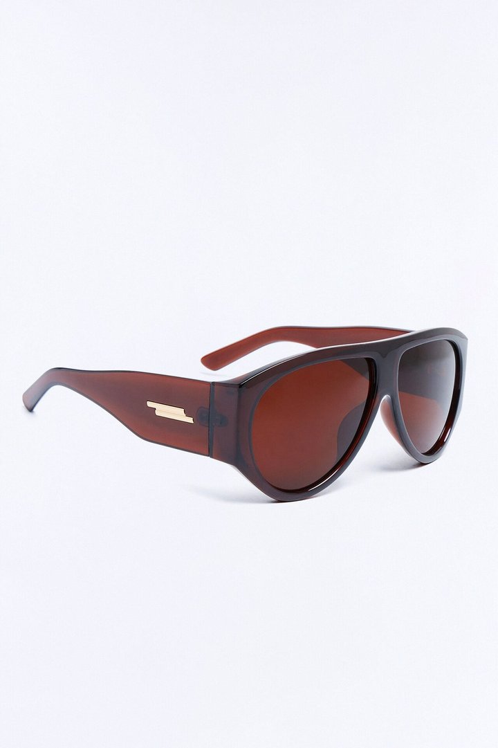 Fashion Forward Shield Sunglasses - Brown