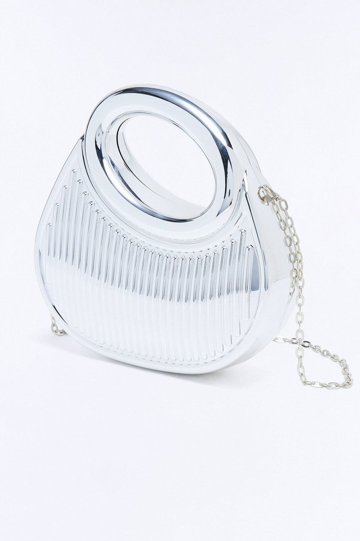 Take Note Hard Case Clutch - Silver