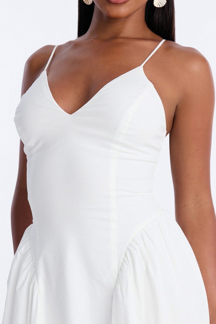 Whitney Pleated Poplin Midi Dress - White