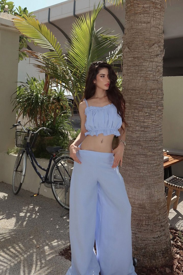 Kenya Wide Leg Pant Set - Blue