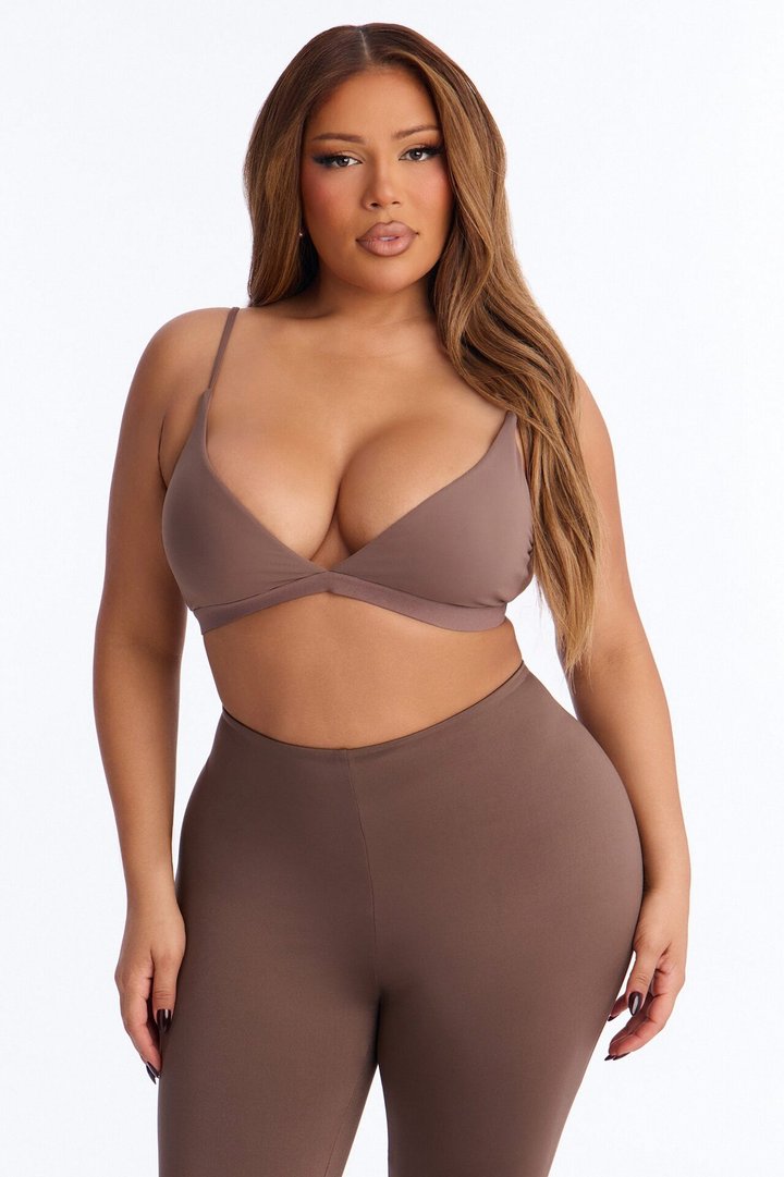 Second Skin Double Lined V Neck Bralette - Brown