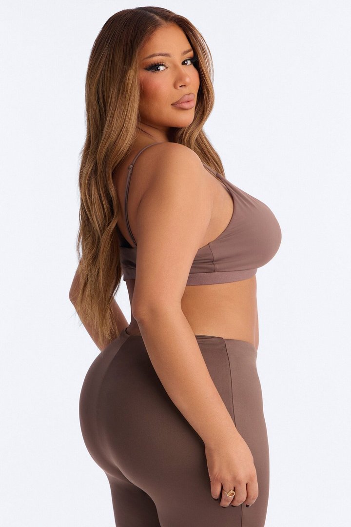 Second Skin Double Lined V Neck Bralette - Brown