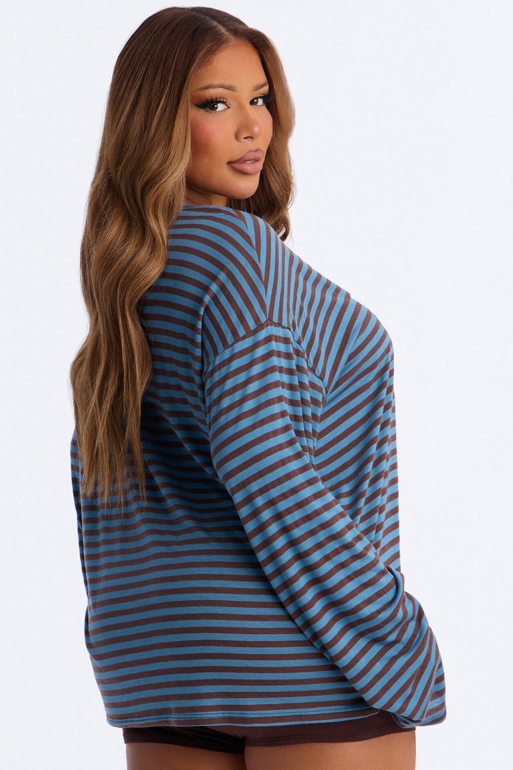 76' Chill Striped Biker Short Set - Blue/combo