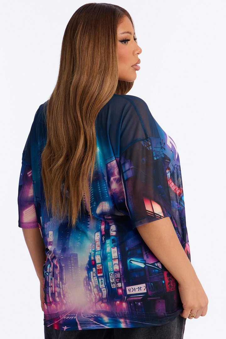 Tokyo Japan Mesh Tee - Navy/combo
