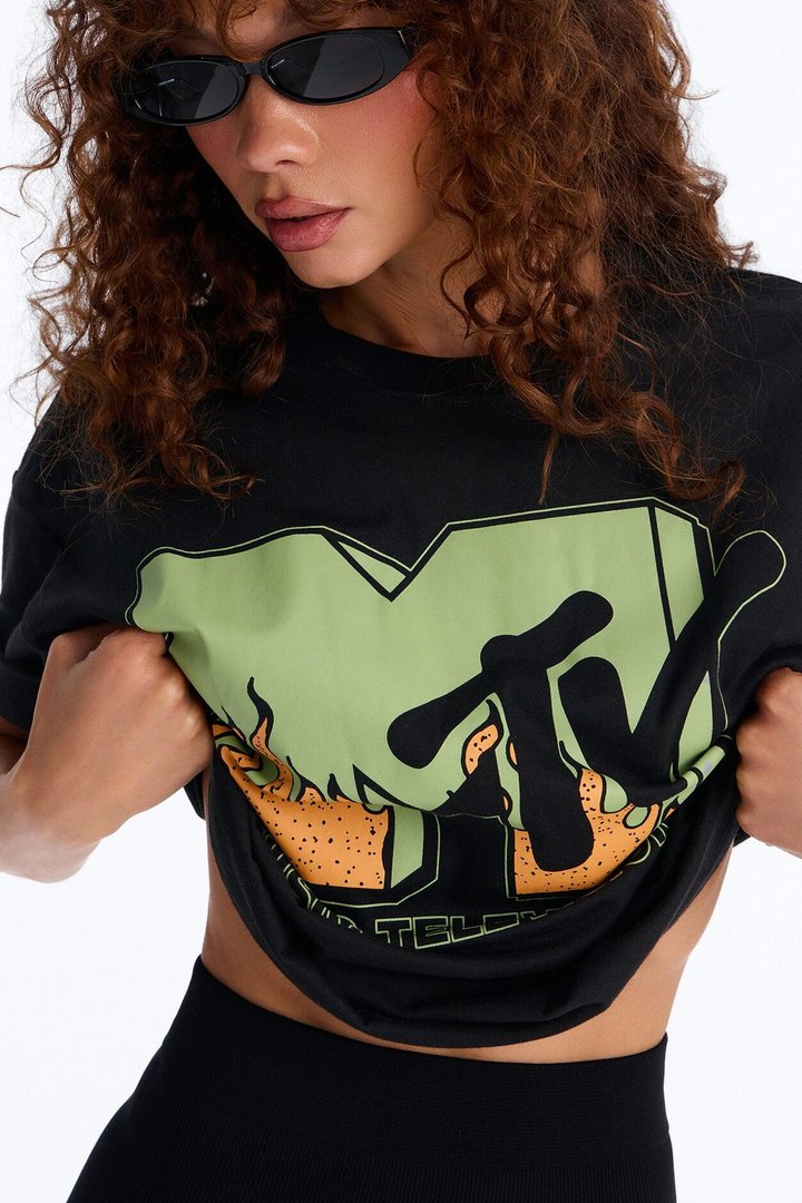 MTV Flames Boxy Tee - Black