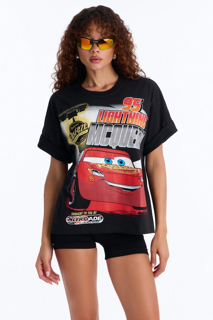 Cars Lightening Boxy Tee - Black