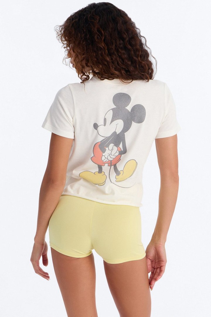 Vintage Mickey Coming And Going Boxy Crop Tee - Ivory