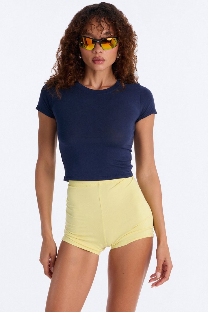 Judia Crew Neck Top - Navy