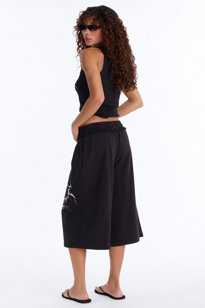 Electric Bombshell Long Sweatshorts - Charcoal