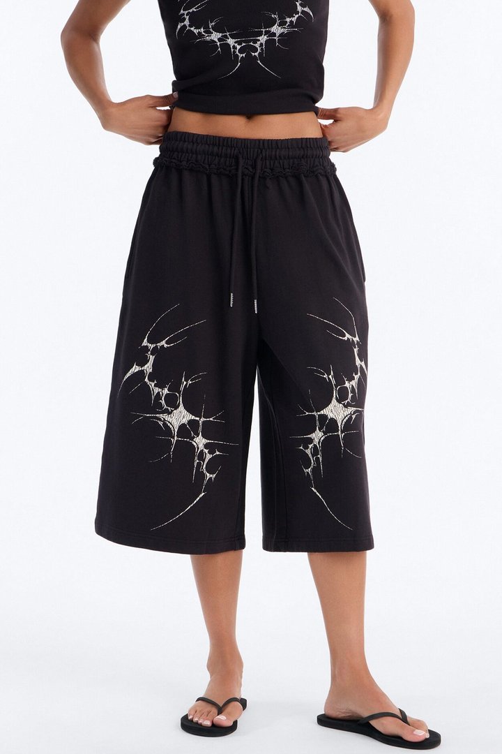 Electric Bombshell Long Sweatshorts - Charcoal