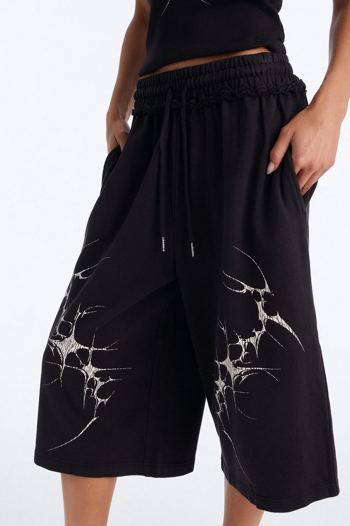 Electric Bombshell Long Sweatshorts - Charcoal