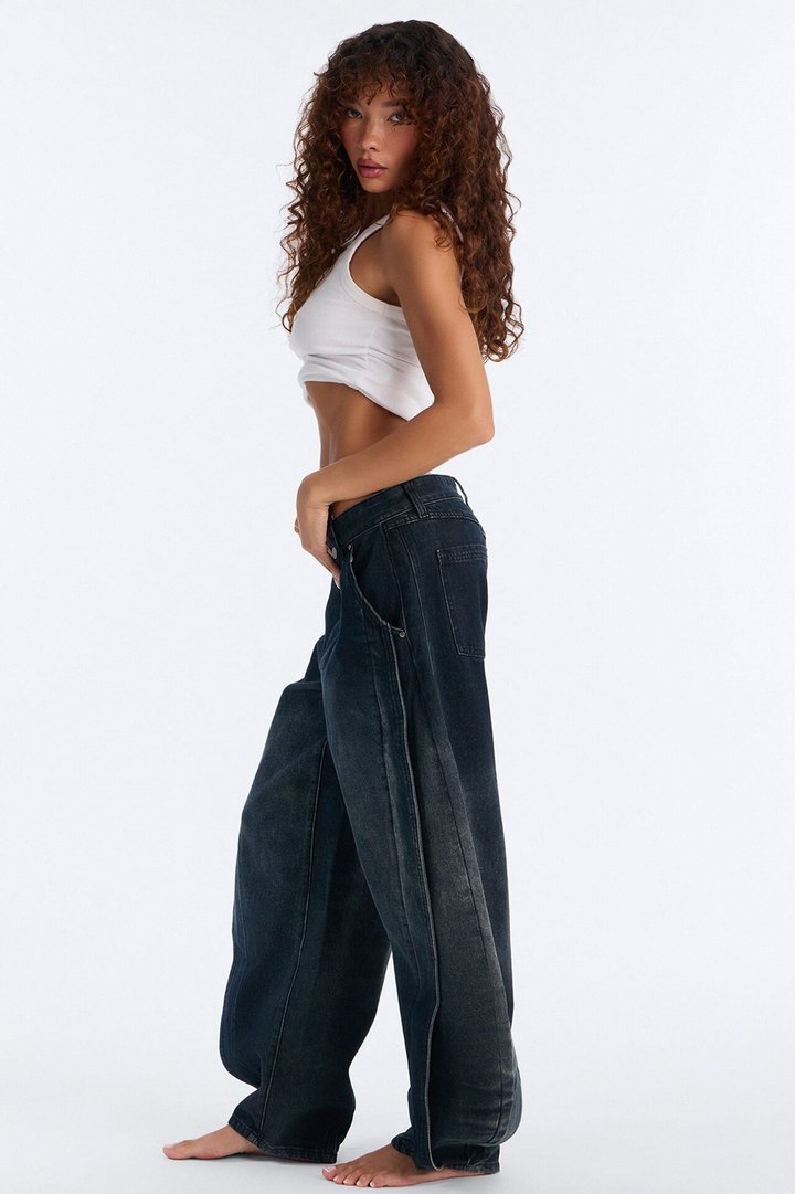 Surprise Me Tinted Paneled Jeans - Dark Wash