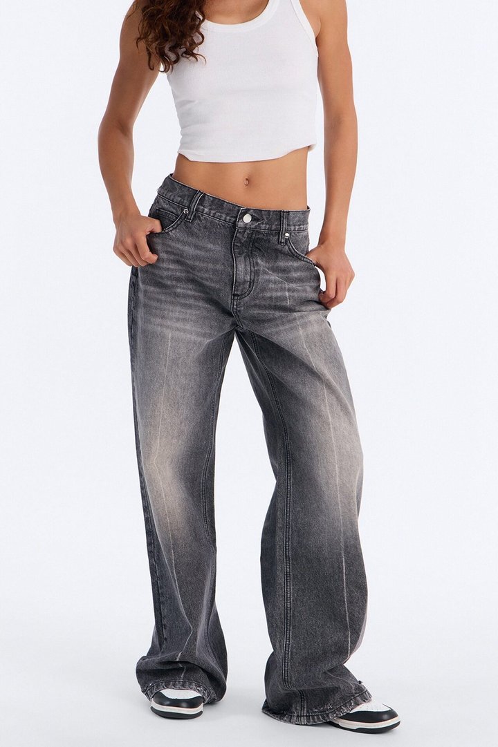 Simone Non Stretch Wide Leg Jeans - Black Wash