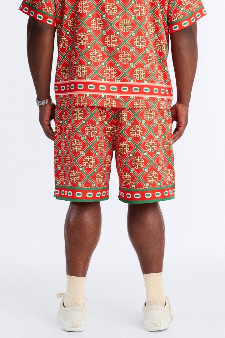 Royal Geometric Relaxed Short - Red/combo