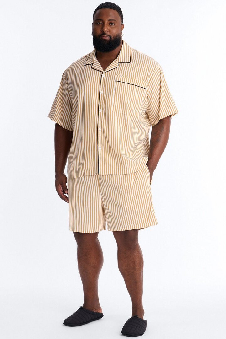 Cozy Night In Stripe Lounge Shorts - Gold/combo