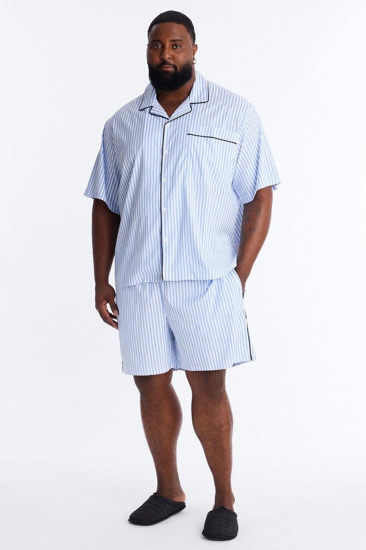 Cozy Night In Stripe Lounge Shorts - Blue/combo