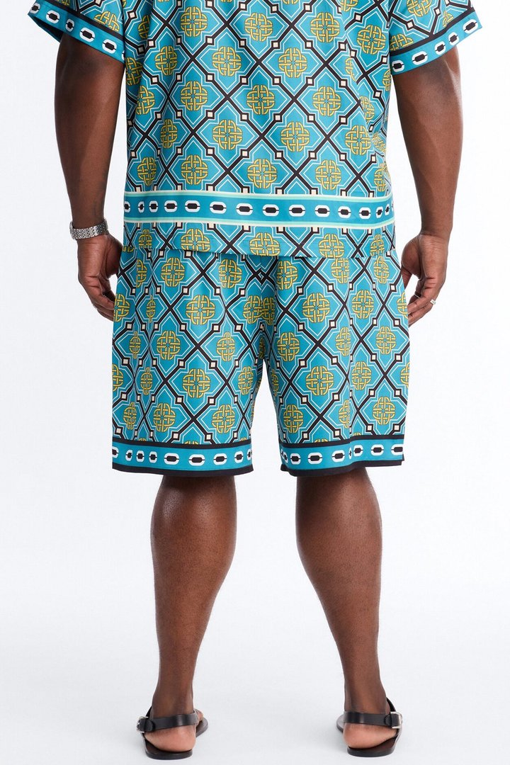 Royal Geometric Relaxed Short - Teal