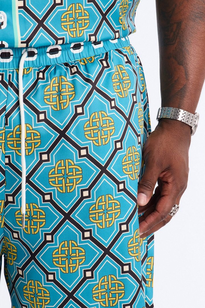 Royal Geometric Relaxed Short - Teal