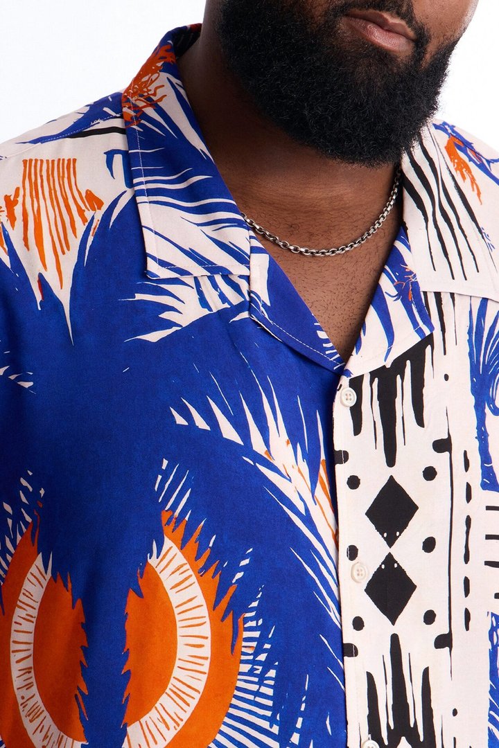 Monaco Palms Button Up Shirt - Navy
