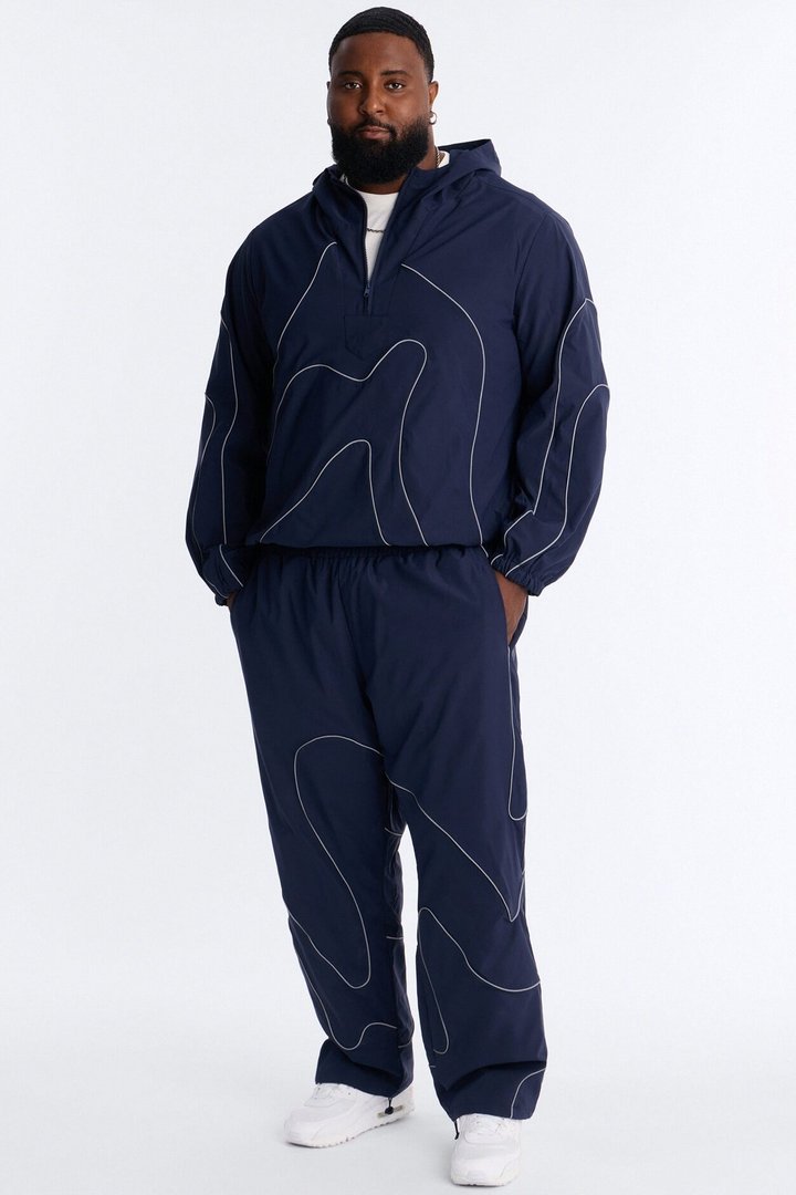 Straight Futuristic Mode Track Pant - Navy
