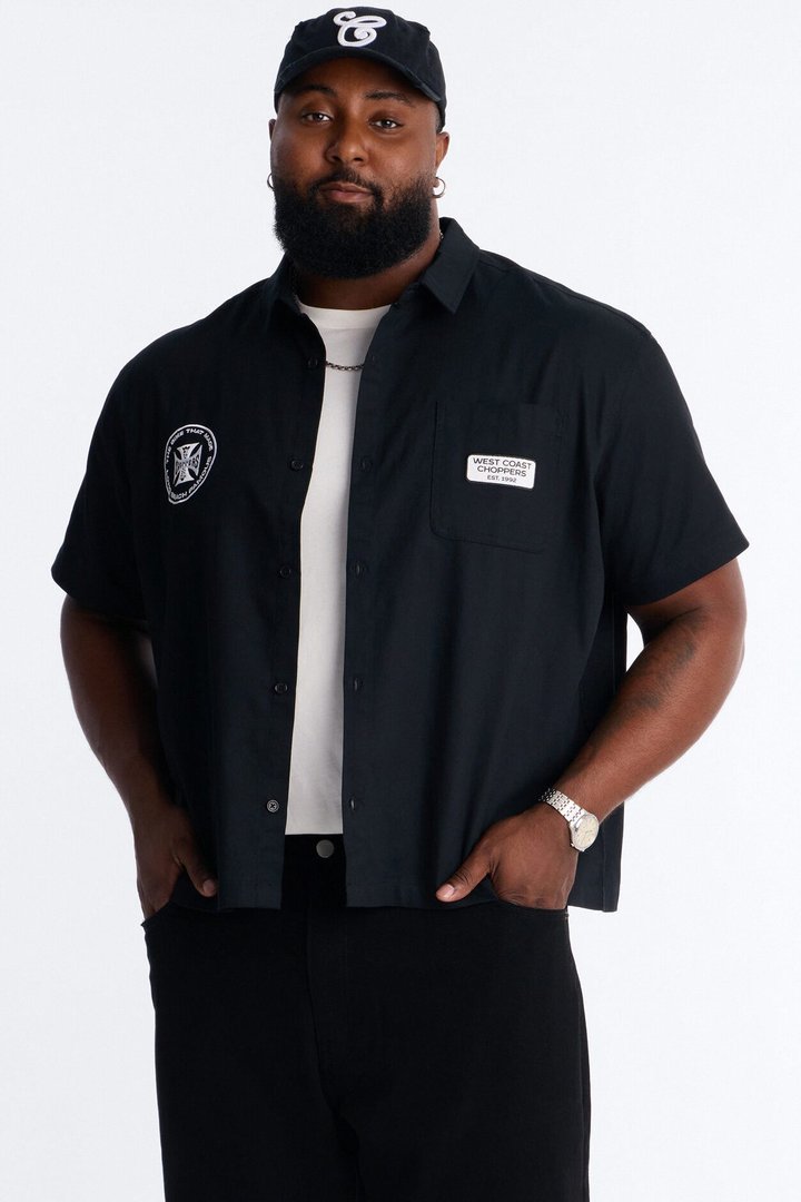 West Coast Choppers Embroidered Button Up Shirt - Black