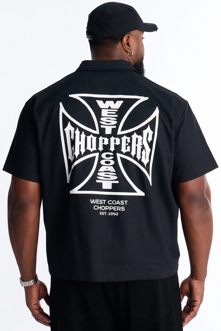 West Coast Choppers Embroidered Button Up Shirt - Black
