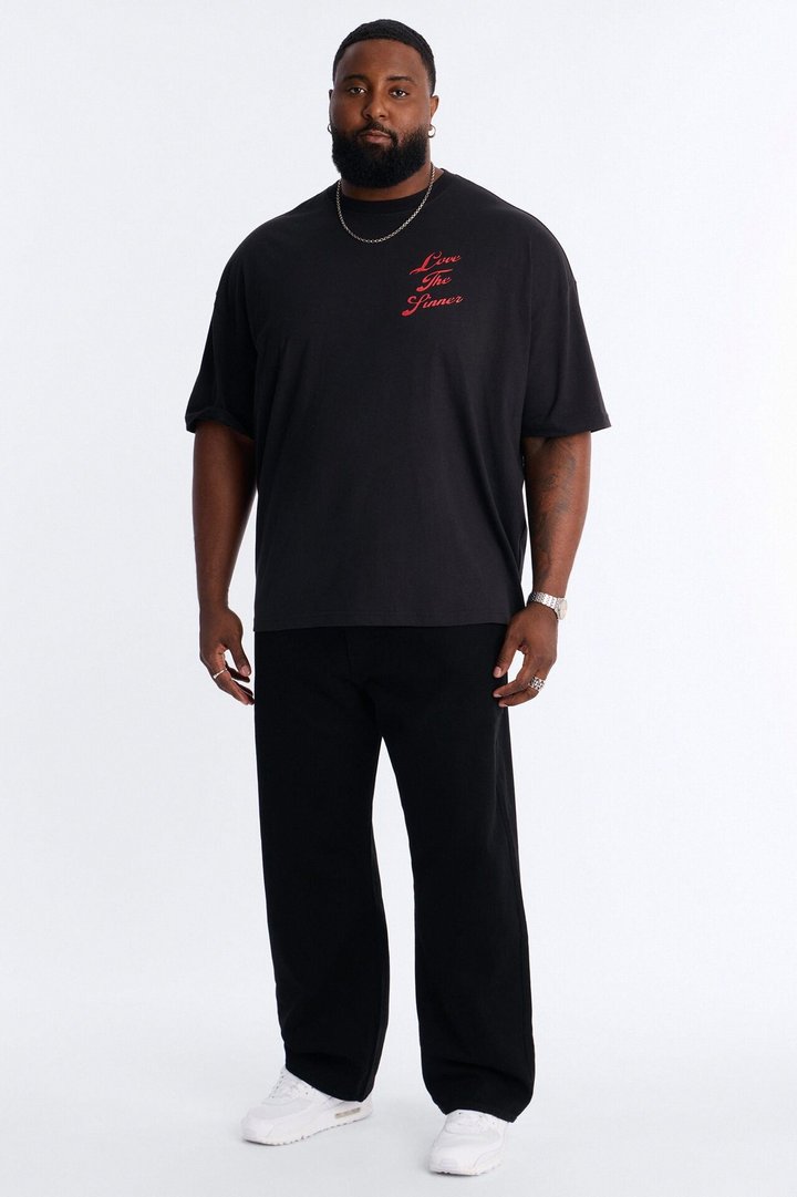 Love The Sinner Oversized Short Sleeve Tee - Black